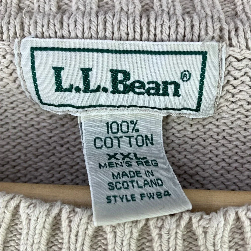 Vintage LL Bean Fisherman Sweater Mens XXL Cotton Knit Crewneck Made in Scotland